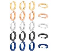 PH PandaHall 20 pendientes de aro de acero inoxidable, 5 colores, 12 mm, pendientes de aro Huggie de acero quirúrgico para uso diario joyas fiesta