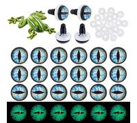 PH PandaHall 20 piezas de 12 mm que brillan en la oscuridad, ojos de seguridad para manualidades, ojo de dragón, ojo de ganchillo luminoso, azul claro, con 20 arandelas para animales de peluche de