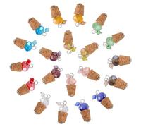 PH PandaHall 20 tapones de corcho pequeños, tapones de corcho con 10 colores de cuentas de cristal, mini tapones de corcho para botellas de vino, tapones de repuesto para bar, manualidades, accesorios