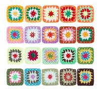 PH PandaHall 20 unidades de aplicaciones cuadradas de la abuela de ganchillo de lana salvamanteles vintage colores mixtos para scrapbooking, decoración de mesa, casa y proyectos de bricolaje, 8 x 8 cm