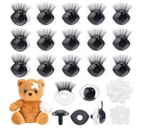 PH PandaHall 20 unidades de ojos de seguridad con pestañas, ojos de ganchillo negros, pestañas de seguridad para manualidades, con arandelas para ganchillo, amigurumi, peluches, manualidades