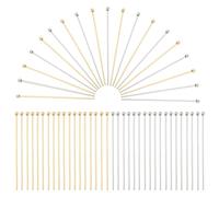 PH PandaHall 200 alfileres rectos de 40 mm de acero inoxidable 304 para pendientes, colgantes, joyería, dorado/plateado