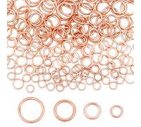 PH PandaHall 200 unids anillos de salto cerrados 4 tamaños anillos de salto de latón o anillo cerrado de oro rosa 16~18 Gauge O Ring conectores para llavero gargantilla pendientes de joyería, 6/8/10