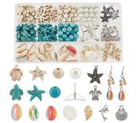 PH PandaHall 208 piezas 15 estilos verano playa perlas concha estrella de mar tortuga amuletos animales océano cuentas espaciadoras DIY joyería decoración