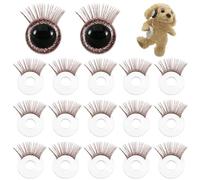 PH PandaHall 20pcs Pestañas de Seguridad para Muñeca, Accesorios de Maquillaje para Ojos Marrón, Pestañas de Plástico Relleno de Gancho para la Fabricación de Animales de Peluche Marionetas Amigurumi