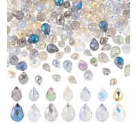 PH PandaHall 210 perlas de vidrio en forma de gota 14 colores cuentas de vidrio galvanizadas cuentas facetadas superior perforadas gota araña colgante para joyas decoración del hogar