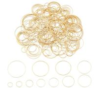 PH PandaHall 220 anillos de latón para joyas, 11 tamaños, chapados en oro, aretes de aro circulares, colgantes circulares para aretes, pulseras, collares, joyas, llaveros, 8-30 mm