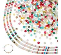 PH PandaHall 235 cuentas de piedra natural, cuentas de piedras semipreciosas de disco, cuentas de amazonita para hacer joyas, manualidades, collares, pulseras, 4-5 x 2-2,5 mm