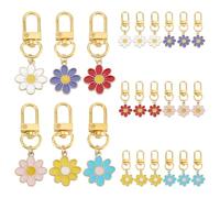 PH PandaHall 24 llaveros de flores, 6 colores de aleación esmaltada de margaritas para bolso, llavero de coche, llavero estético para bolso, cartera, mochila, auriculares, accesorios de decoración
