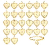 PH PandaHall 26 dijes de letras chapados en oro de 18 quilates, 16 mm, letras del alfabeto de la A a la Z, colgante de latón con inicial de oro para pendientes, pulseras, collares, manualidades