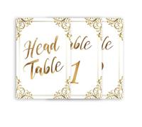 PH PandaHall 26 números de mesa, tarjetas de números de mesa de papel dorado de 5.9 x 3.9 pulgadas, 1-25 con cabeza, números de mesa de regalo, tarjetas de mesa florales para boda, recepción, fiesta,