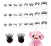 PH PandaHall 26 pestañas de seguridad de 8 tamaños, 18 ~ 35 mm, ojos de peluche, pestañas negras de ganchillo, para muñecas de peluche, fabricación de osos