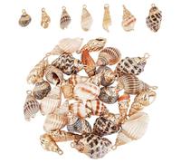 PH PandaHall 28 piezas colgante de concha de 7 estilos conchas en espiral naturales colgantes de concha galvanizada encantos para joyas de verano pulseras artesanía de joyería, Shell, No es una piedra