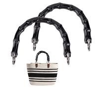 PH PandaHall 2pcs Asas para Bolsos Asas para Bolsos de Plástico Imitación Bambú Asas para Bolsos en Forma de U Asa para Bolsa de Recambio Correa para Bolso con Cierre de Aleación para Bolso