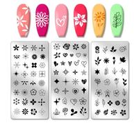 PH PandaHall 3 moldes para uñas con forma de flor, hojas de corazón Nail Stamping placa estrella Nail Art Stencil Impresión Plantilla para uñas para Nail Art Design