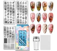 PH PandaHall 3 placas de estampado de uñas para instrumentos musicales, guitarra, piano, diseño de uñas, plantillas de notas musicales, placas de imagen, uñas de arpa de tambor, plantillas de arte