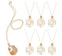 PH PandaHall 3 tamaños 6 piezas porta cristal collar piedra preciosa jaula malla colgante hueco puerta piedra reemplazo collar cordón colgante para joyas DIY, 26.5~28cm, Latón, No es una piedra