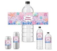 PH PandaHall 30 etiquetas para botellas de agua Dream Ocean pegatinas para botellas de agua estrella marina conja feliz cumpleaños envoltorios para botellas de agua para suministros adhesivos 21,6 x