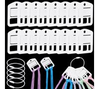 PH PandaHall 30 piezas de hilo de bordado acrílico, organizadores de hilo de bordado blanco, bobinas de hilo de punto de cruz con 6 cierres de alambre de acero inoxidable para manualidades,