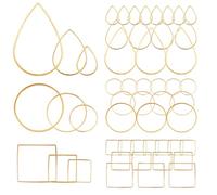 PH PandaHall 300 aros de 3 estilos para hacer joyas, 4 tamaños de biseles abiertos, biseles de resina, aretes redondos, aretes cuadrados, aros de cuentas, aros de lágrima para aretes de resina,