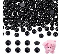 PH PandaHall 300 cabujones de ojos, 8 mm, negro, parte trasera plana, cabujón de espalda plana, botón de cúpula acrílica para animales de peluche, amigurumis, oso, títere, gato, proyectos de álbumes