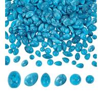 PH PandaHall 300 piezas de cabujón de piedra turquesa de 6 estilos semicirculares sintéticos, azulejos ovalados con parte trasera plana, textura de lágrima, cuentas de piedra para aretes, collares,
