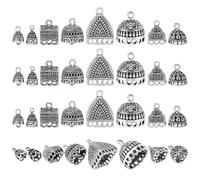 PH PandaHall 32 colgantes de cuerda de metal con forma de columna, 8 estilos, estilo tibetano, con borlas, de plata antigua, extremos de cordón de metal, para hacer joyas, manualidades