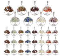 PH PandaHall 32 dijes de piedras preciosas de árbol de la vida de 8 colores de 2,9 cm para hacer collares, joyas, colgante de piedra de cuarzo de cristal para mujer, Navidad