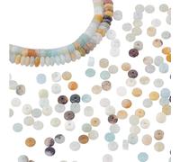 PH PandaHall 342 cuentas espaciadoras de piedra natural, 2 hebras de cuentas amazonita, planas y redondas, semipreciosas sueltas para abalorios, pulseras, aretes y collares