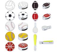 PH PandaHall 36 cuentas deslizantes de bola de 9 estilos, cuentas deportivas esmaltadas para béisbol, fútbol, baloncesto, cuentas espaciadoras de bolas coloridas para pulseras, manualidades,