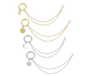 PH PandaHall 4 cadenas de zapatos de 2 estilos, con diseño de sol y luna, estilo gótico, punk, para hombres y mujeres, accesorios de zapatos, dijes de cordones con anillos de puerta de resorte, dorado