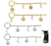 PH PandaHall 4 cadenas decorativas de 8 pulgadas con diseño de sol y luna para botas, estilo gótico, punk, para tenis, sandalias, hombres y mujeres, accesorios para zapatos, abalorios, dorado/platino