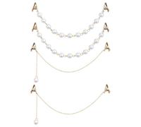PH PandaHall 4 clips de cadena de 2 estilos para suéter, chal, perlas, suéter, cadenas, cuello, camisa, vestido, broches, broches dorados, para mujer, para llevar ropa, bufanda, capa, regalo para el