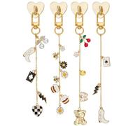 PH PandaHall 4 dijes de teléfono para lector electrónico, cadenas de abalorios para lector electrónico, esmaltado, flores, abejas, botas occidentales, llaveros, teléfonos, cadenas para lector, tablet