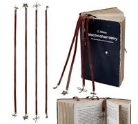 PH PandaHall 4 estilos de cinta de cuero, marcapáginas, mariposa, libélula, marcapáginas, colgantes, regalos de cumpleaños para lectores, bronce antiguo, 44-46 cm