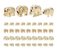 PH PandaHall 4 estilos de cuentas espaciadoras de elefante, 40 cuentas de animales de la suerte, cuentas sueltas talladas de metal para collares, pulseras, pendientes y bisutería