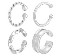 PH PandaHall 4 estilos pendientes de clip ajustables no perforantes de plata de ley 925 para mujeres regalo para fiestas y bodas para llevar todos los días, 11~12x1~4mm, Plata de ley, Sin piedra