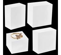 PH PandaHall 4 piezas bloque exhibición sólido de 4 estilos acrílico forestado base de exhibición rectangular cuadrada de borde pulido cubo blanco elevadores de pedestal para joyas collares