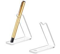 PH PandaHall 4 soportes para bolígrafos de acrílico, 1 ranura, soporte transparente para bolígrafos con parte trasera inclinada, soporte para pinceles de maquillaje, organizador de pinceles, soporte