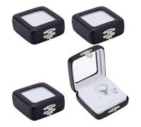 PH PandaHall 4 unids Caja de exhibición de piedras preciosas de cuero PU, cajas para pequeñas joyas caja rectangular negro para pequeños objetos Gemas Visualización de diamantes