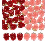 PH PandaHall 40 colgantes de uva de resina, 2 colores, realistas, con ojal de hierro de platino para fabricación de joyas, perlas de frutas, decoración del hogar, boda, fiesta