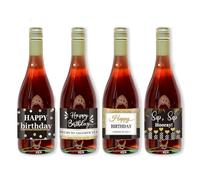 PH PandaHall 40 etiquetas de vino de feliz cumpleaños, 4 estilos, etiquetas de botella de vino negro y dorado, mini calcomanías de etiqueta de botella de champán, regalo de fiesta de cumpleaños,