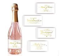 PH PandaHall 40 mini etiquetas de champán, calcomanías adhesivas impermeables para botellas de vino, para propuesta de dama de honor, despedida de soltera, boda, fiesta, Bubbly Maid of Honor/Will You