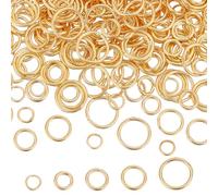 PH PandaHall 400 anillos de salto cerrados, 5 tamaños de latón soldado, calibre 18 ~ 21, anillo de unión redondo dorado de malla de cadena, conector de joyería para pulseras, collares, llaveros, 5 ~