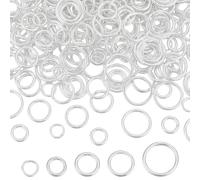 PH PandaHall 400 anillos de salto cerrados, 5 tamaños de latón soldado, calibre 18 ~ 21, anillos redondos de plata, anillos de malla, anillos de unión, anillos de unión, conectores de joyería para