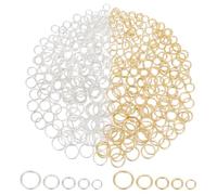 PH PandaHall 400 anillos de salto de 5 tamaños, anillos de salto cerrados, anillos de salto soldados, anillos de unión de latón plateado/dorado, anillos redondos para joyas, pulseras, collares,