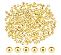 PH PandaHall - 400 cuentas chapadas en oro de 18 quilates de 4 mm, redondas, duraderas, espaciadoras de carne, sin costuras, apilables para verano, Hawaii