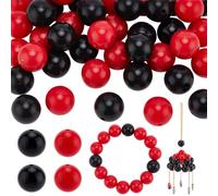 PH PandaHall 40pcs 15mm Cuentas de Silicona 2 Colores Cuentas Negras Focales Cuentas de Goma Roja Cuentas Redondas para Bolígrafos Cuentas para Pulseras para Navidad Halloween Bolígrafos Creación de