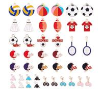 PH PandaHall 42 dijes deportivos de 12 estilos, dijes esmaltados de bádminton, dijes de rugby, voleibol, fútbol, colgantes de pelota deportiva para manualidades, joyas, pulseras, aretes, collares,