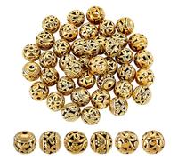 PH PandaHall 45 cuentas huecas de 3 estilos, cuentas redondas de metal de 10mm, filigrana de aleación, espaciadoras sueltas para pendientes, pulseras, colgantes, cadenas de